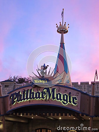 Mickeys Philharmagic at Walt Disneyâ€™s Magic Kingdom Park, near Orlando, in Florida Editorial Stock Photo